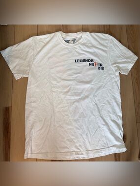 VLONE White Tee with Pale Pink Butterfly Graphic